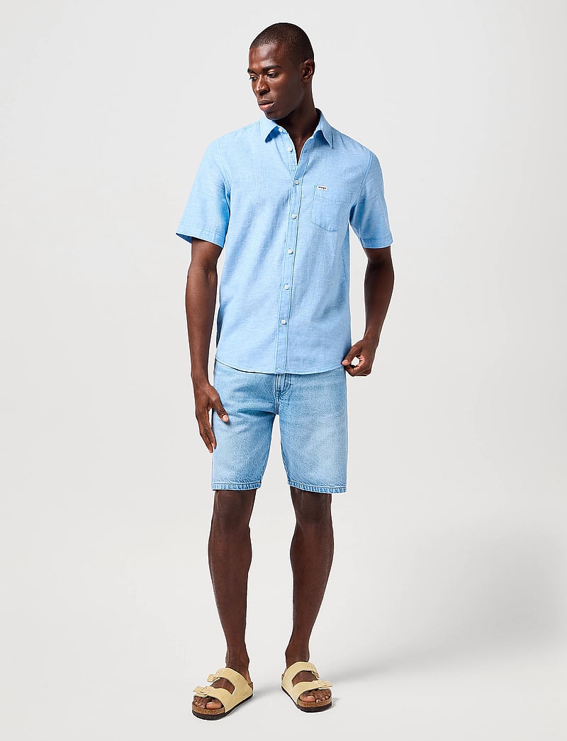 Wrangler - Ss 1 Pkt Shirt - tops & t-shirts - pacific blue - 5