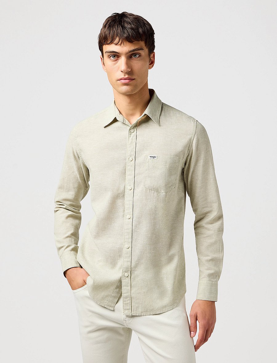 Wrangler - 1 Pkt Shirt - leinenhemden - tea - 0