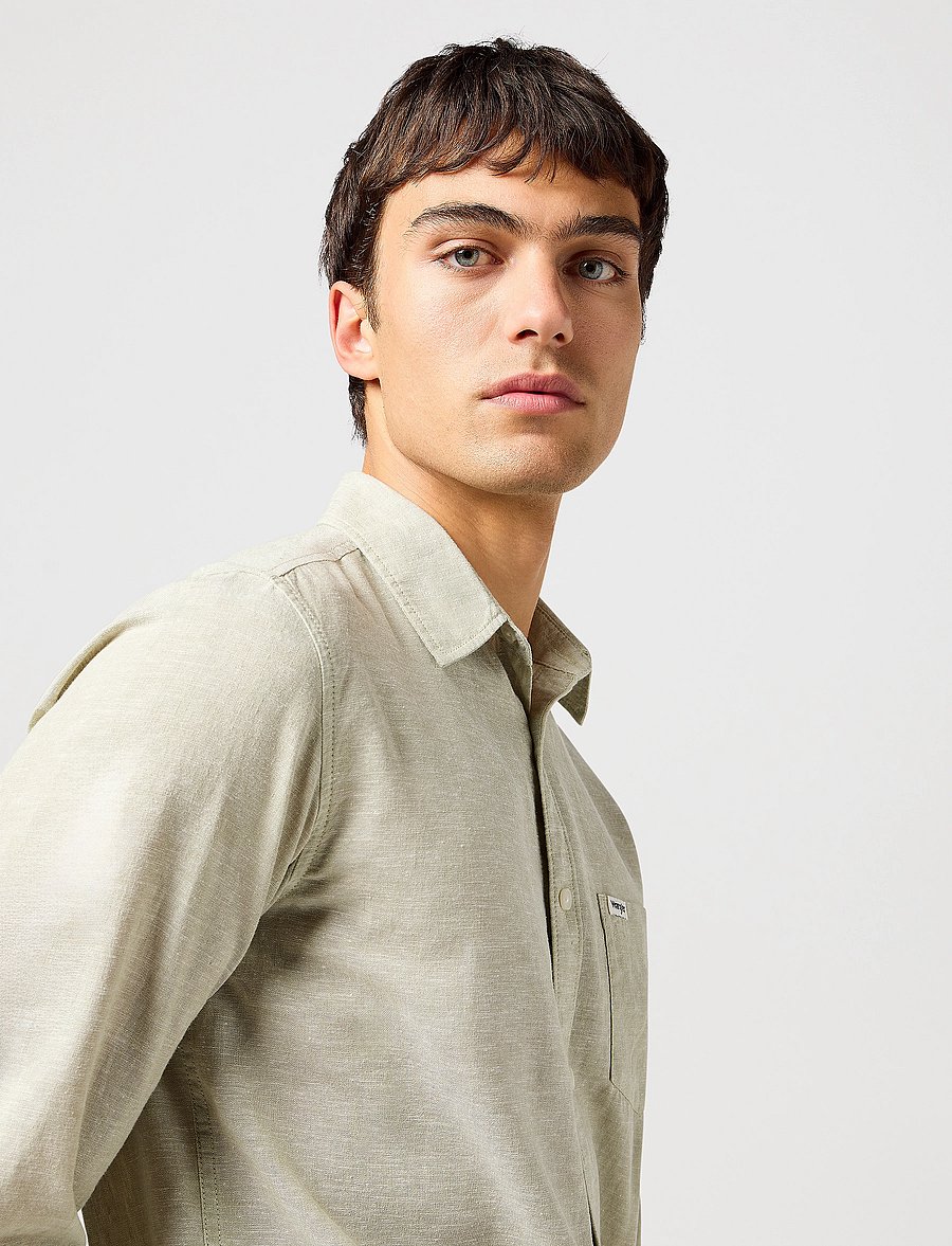 Wrangler - 1 Pkt Shirt - leinenhemden - tea - 5