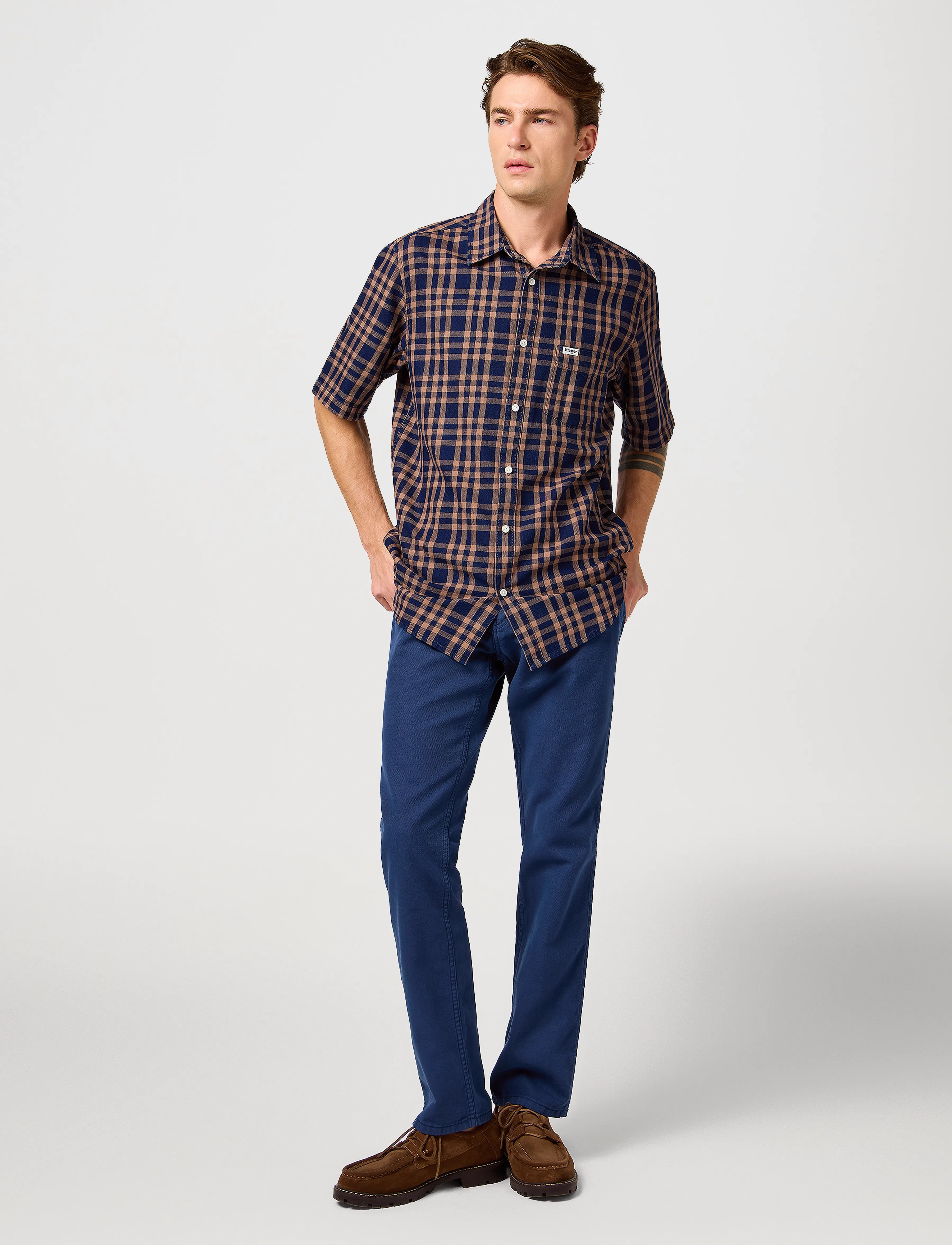 Wrangler - Ss 1 Pkt Shirt - laveste priser - raw umber indigo - 4