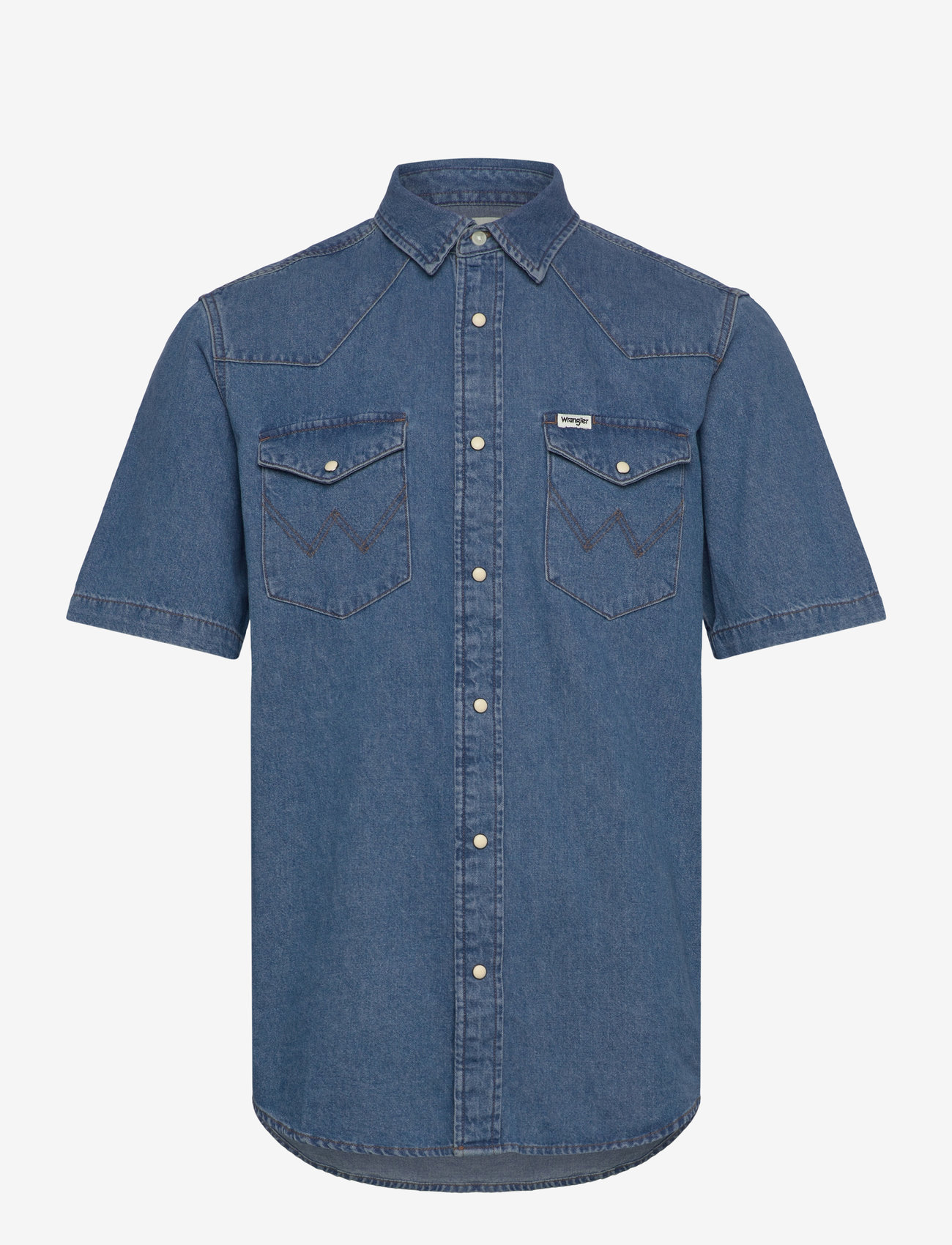 Wrangler - Ss Western Shirt - kortärmade skjortor - mid wash - 1