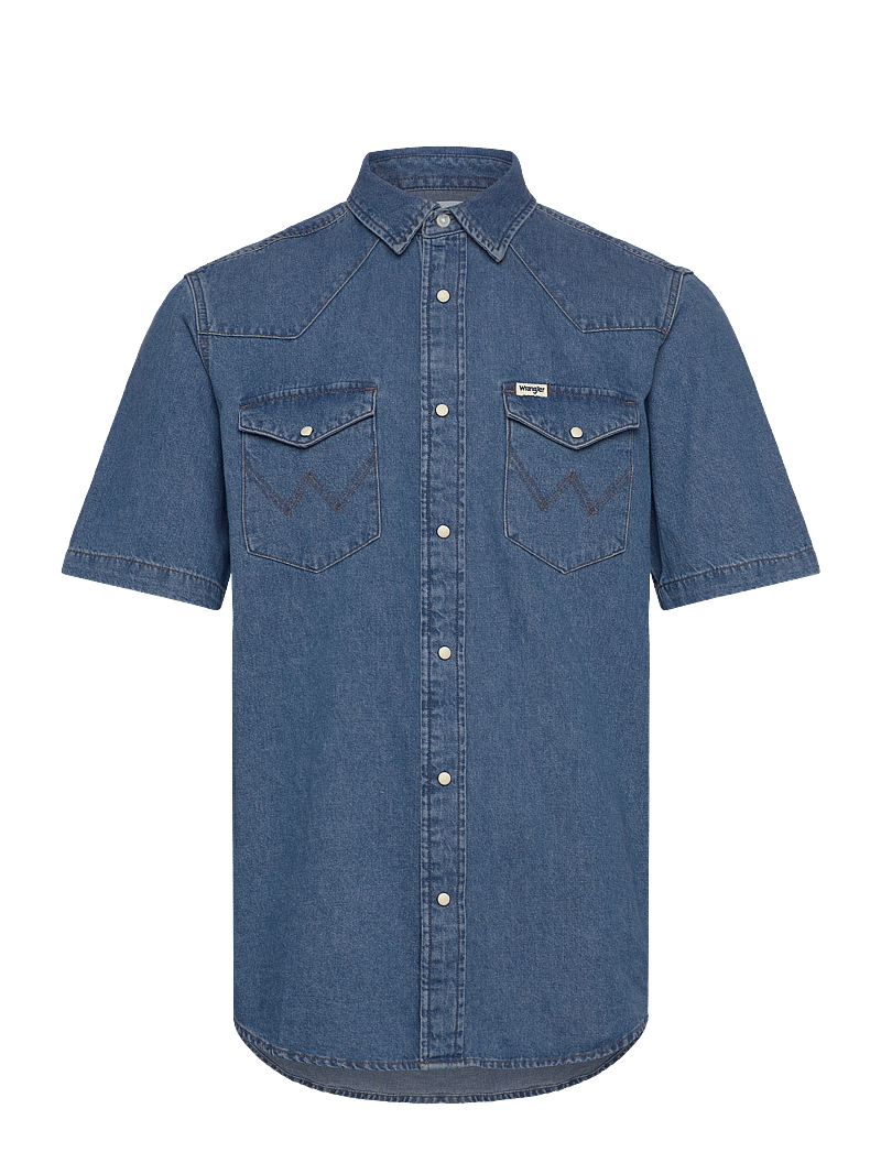Wrangler - Ss Western Shirt - kortärmade skjortor - mid wash - 1