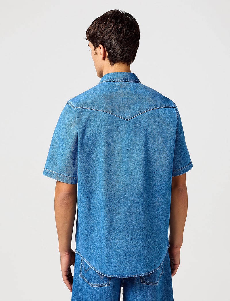 Wrangler - Ss Western Shirt - kortärmade skjortor - mid wash - 3