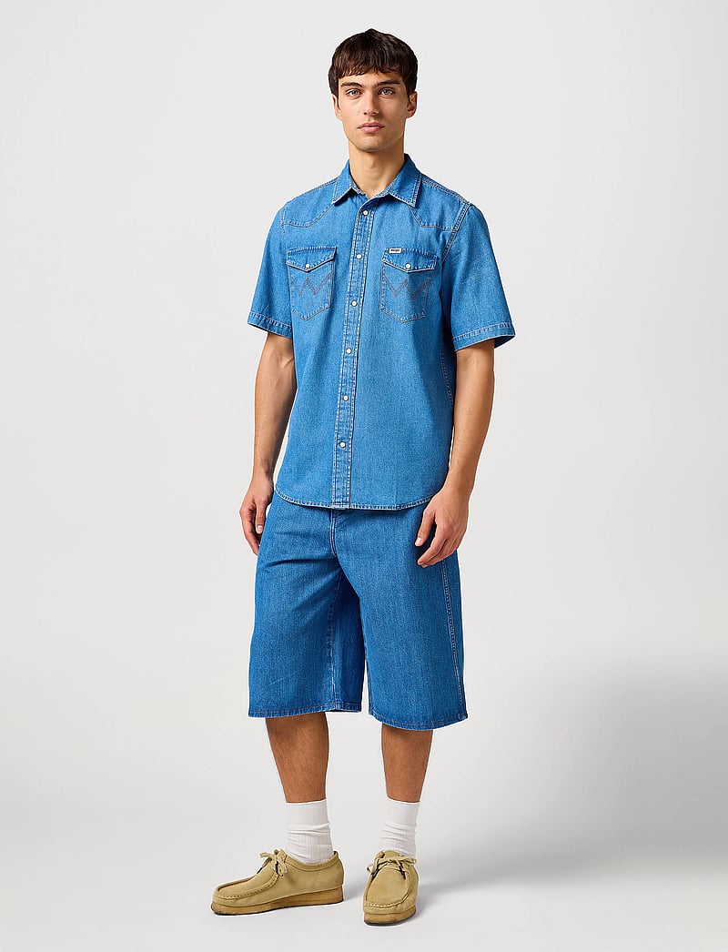 Wrangler - Ss Western Shirt - kortärmade skjortor - mid wash - 4