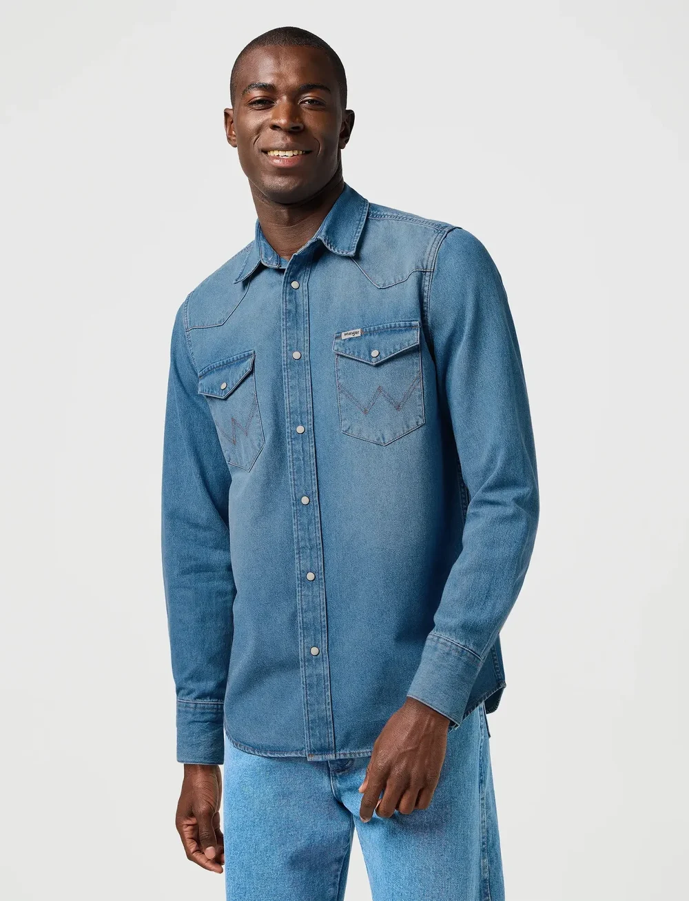 Wrangler - WESTERN SHIRT - džinsiniai marškiniai - mid light wash - 0