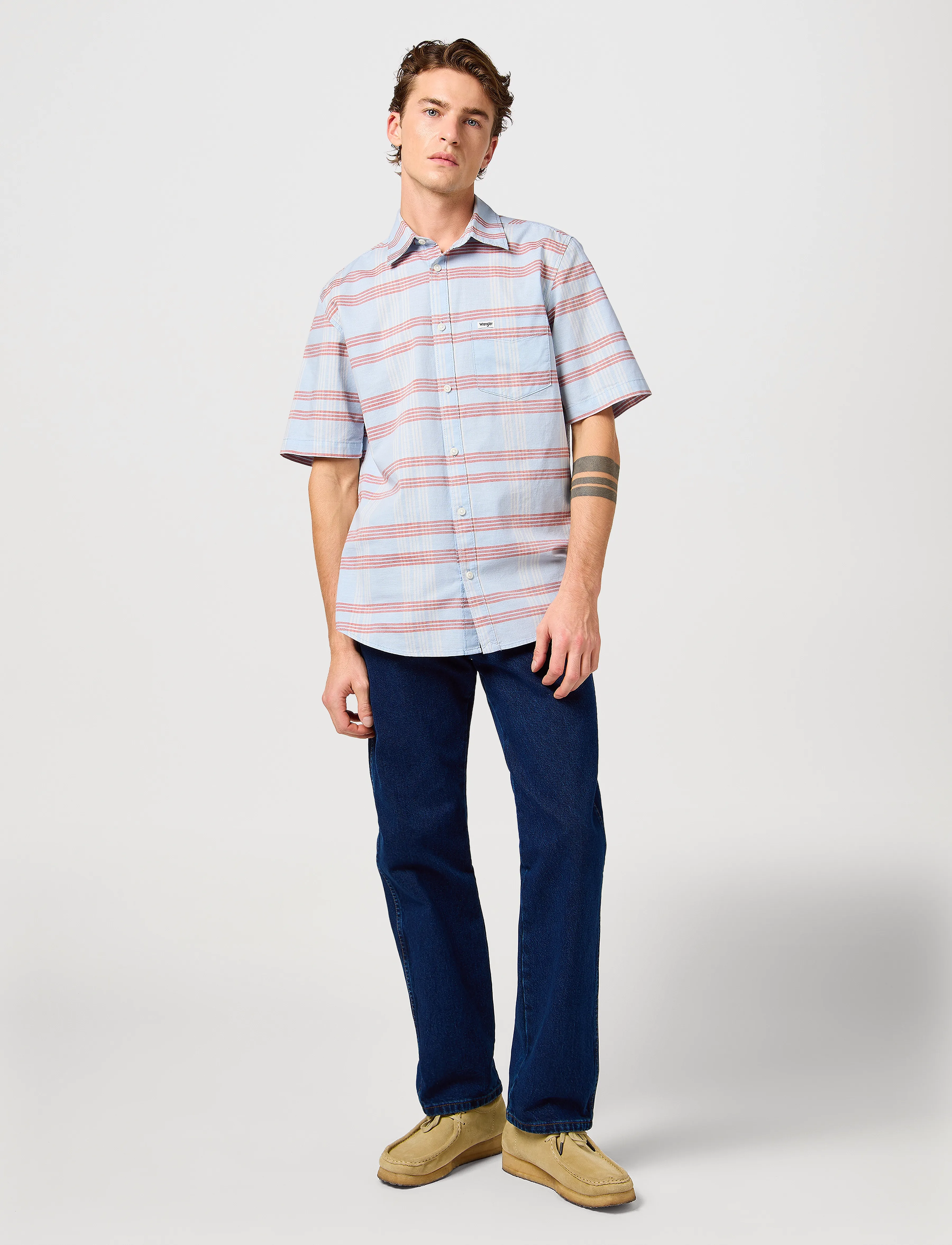Wrangler - Ss 1 Pkt Shirt - alussärgid ja t-särgid - niagara mist - 4