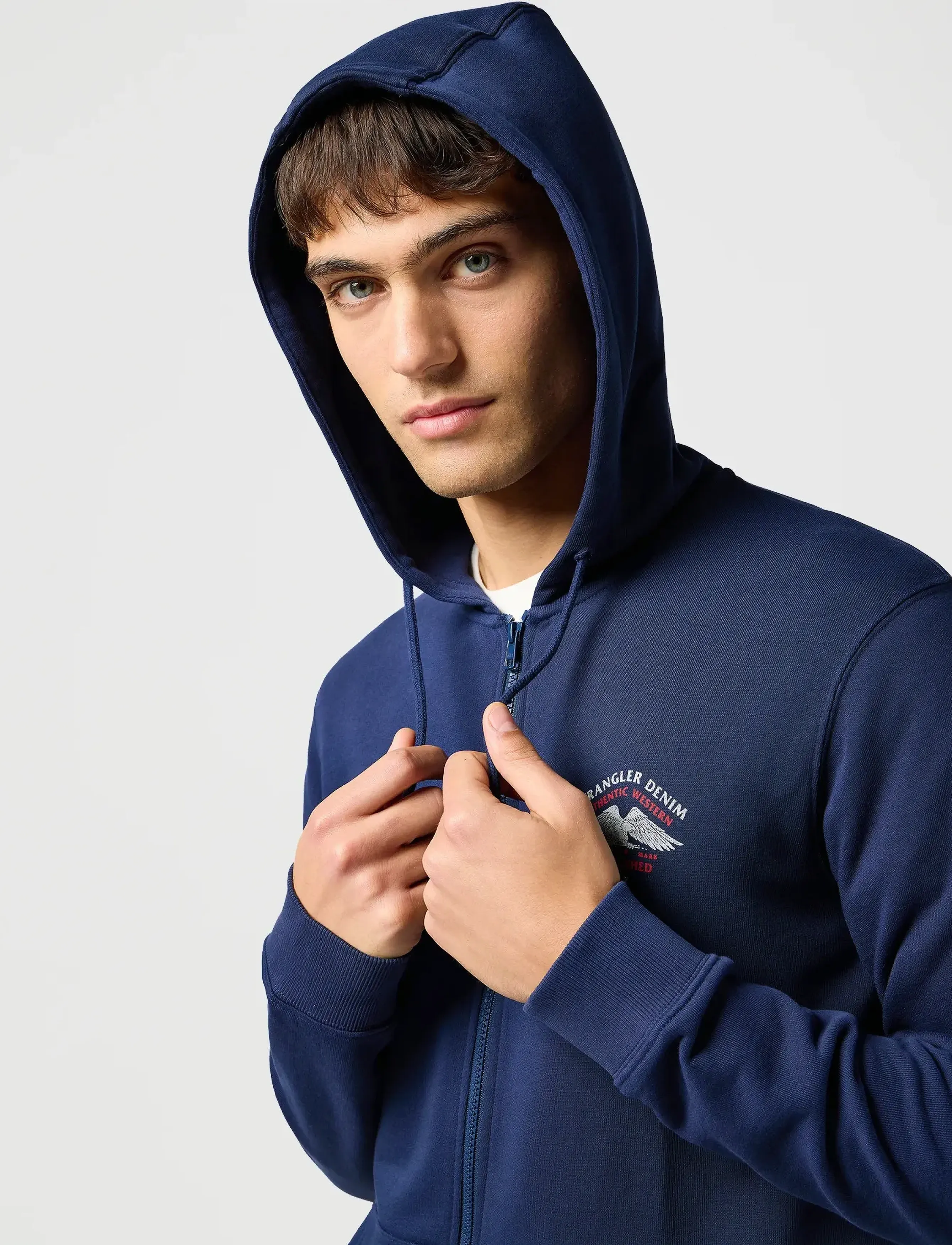 Wrangler - Graphic Zip Hoodie - sweatshirts - navy - 4