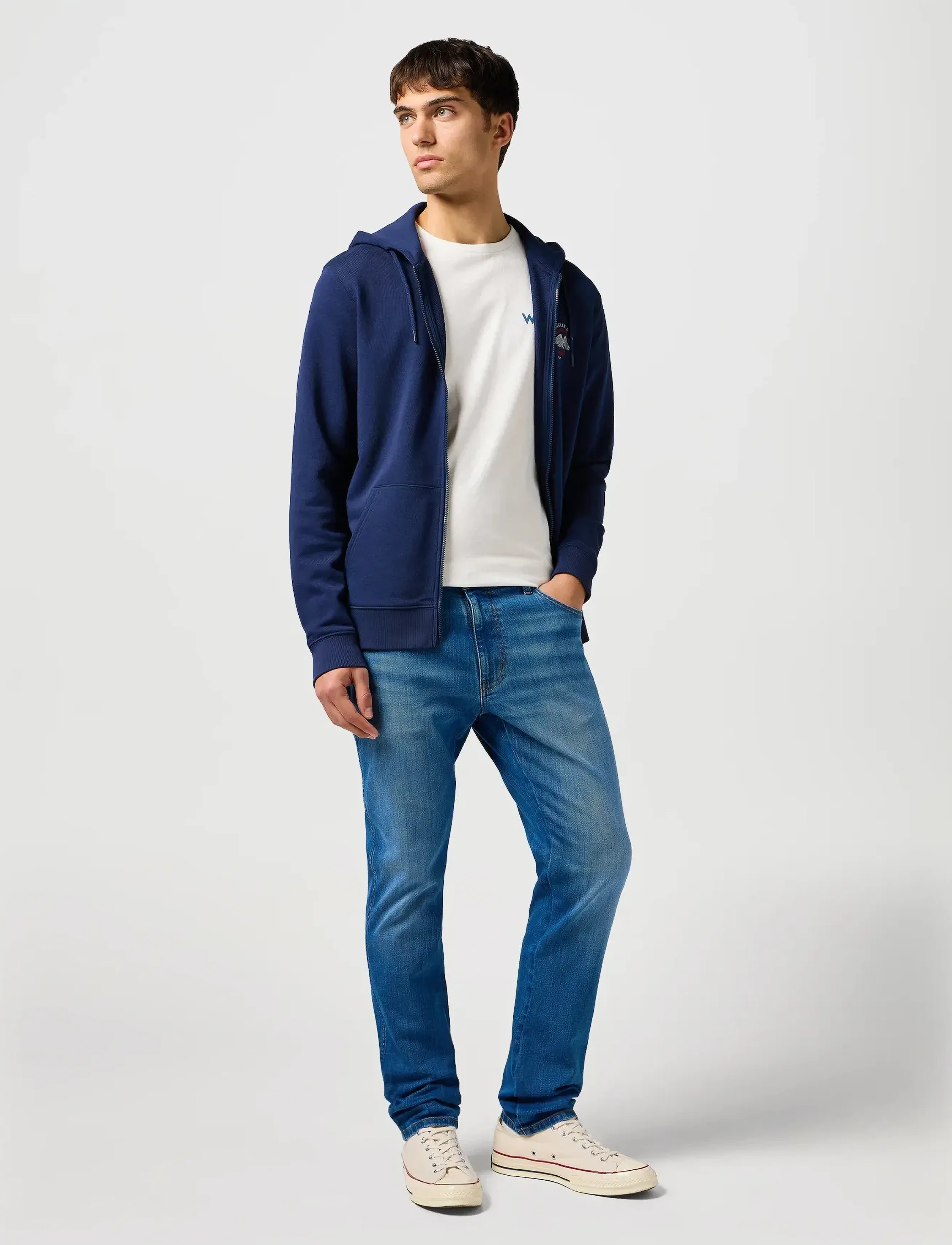 Wrangler - Graphic Zip Hoodie - sweatshirts - navy - 5