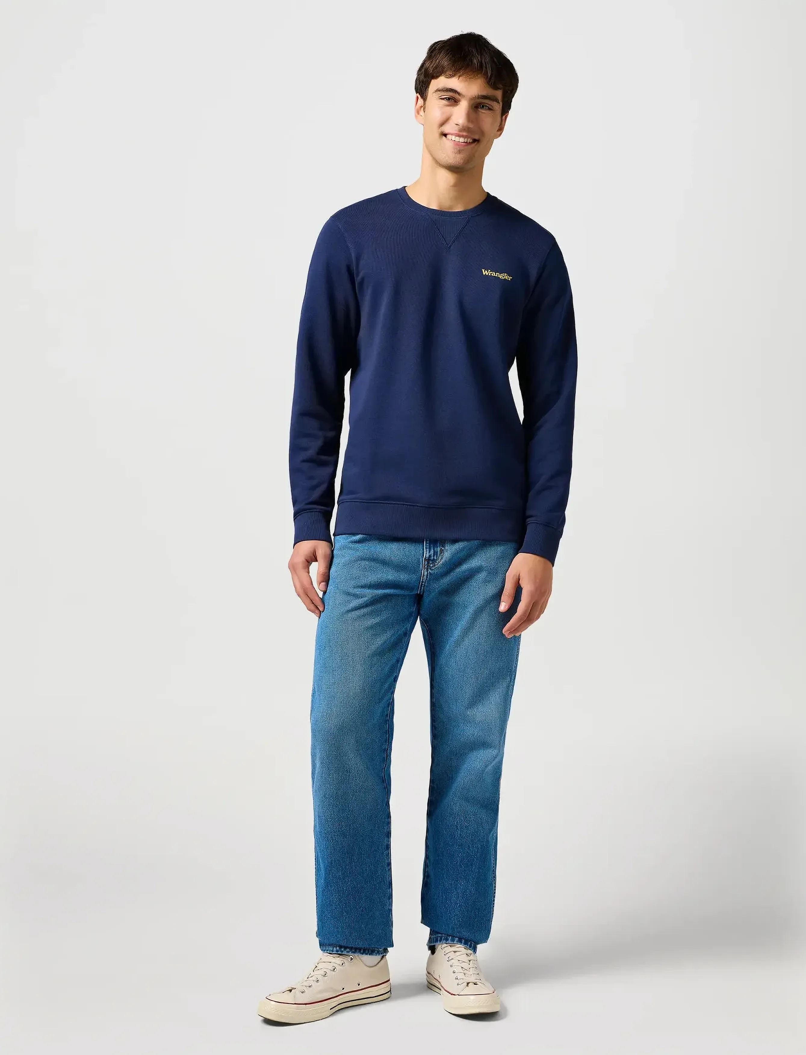 Wrangler - Small Logo Crew - sweatshirts - navy - 4