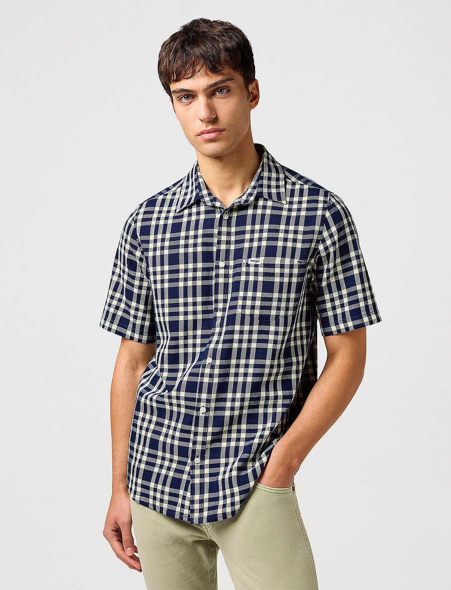 Wrangler - Ss 1 Pkt Shirt - oberteile & t-shirts - crepe indigo - 4