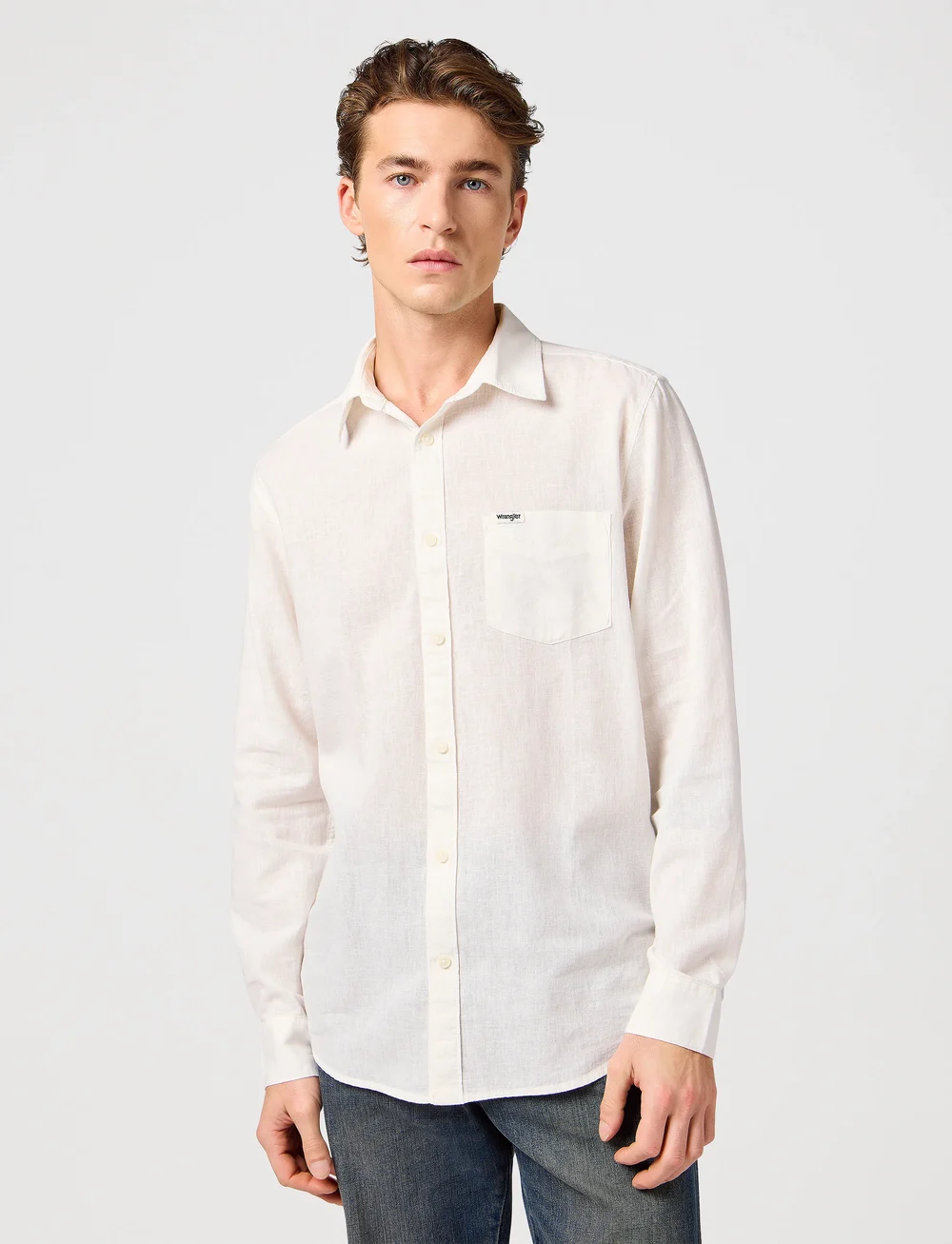 Wrangler - 1 Pkt Shirt - linneskjortor - white - 0