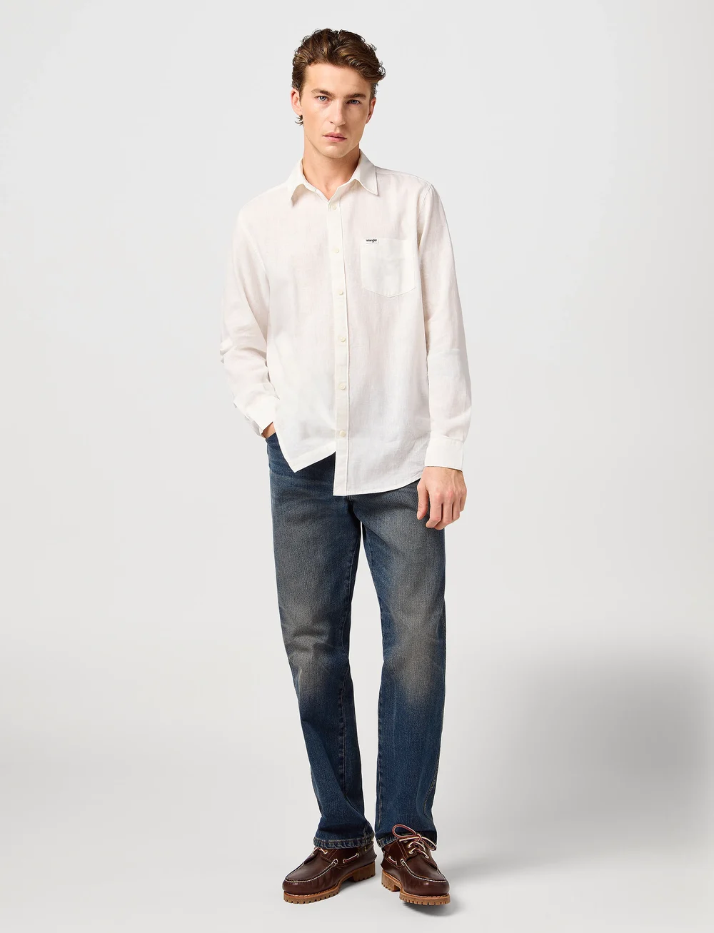 Wrangler - 1 Pkt Shirt - linneskjortor - white - 4