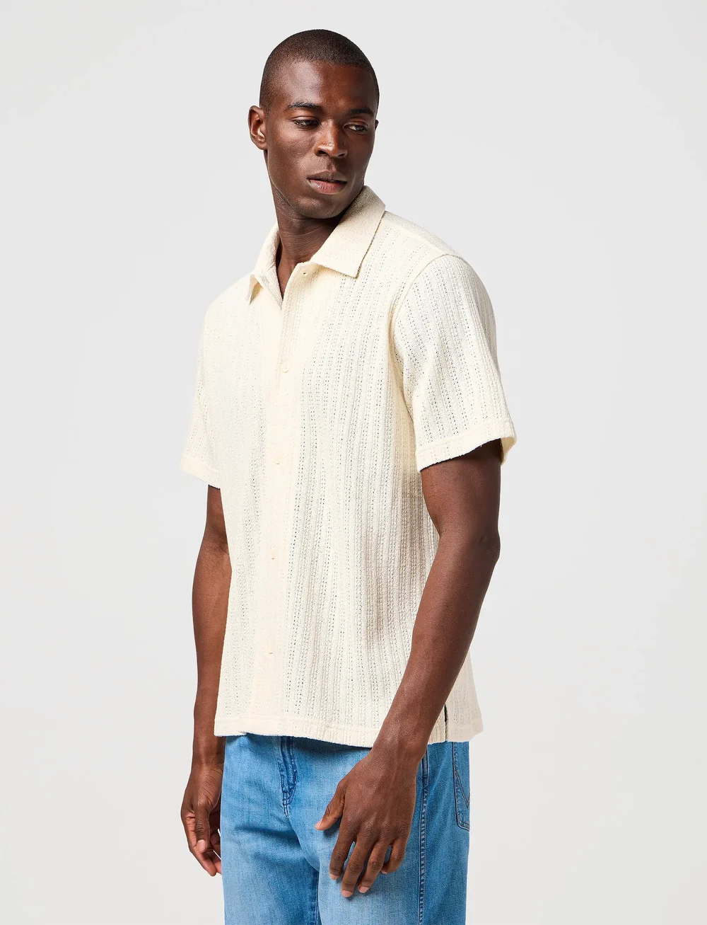 Wrangler - SS KNIT SHIRT - kurzarmhemden - natural - 5