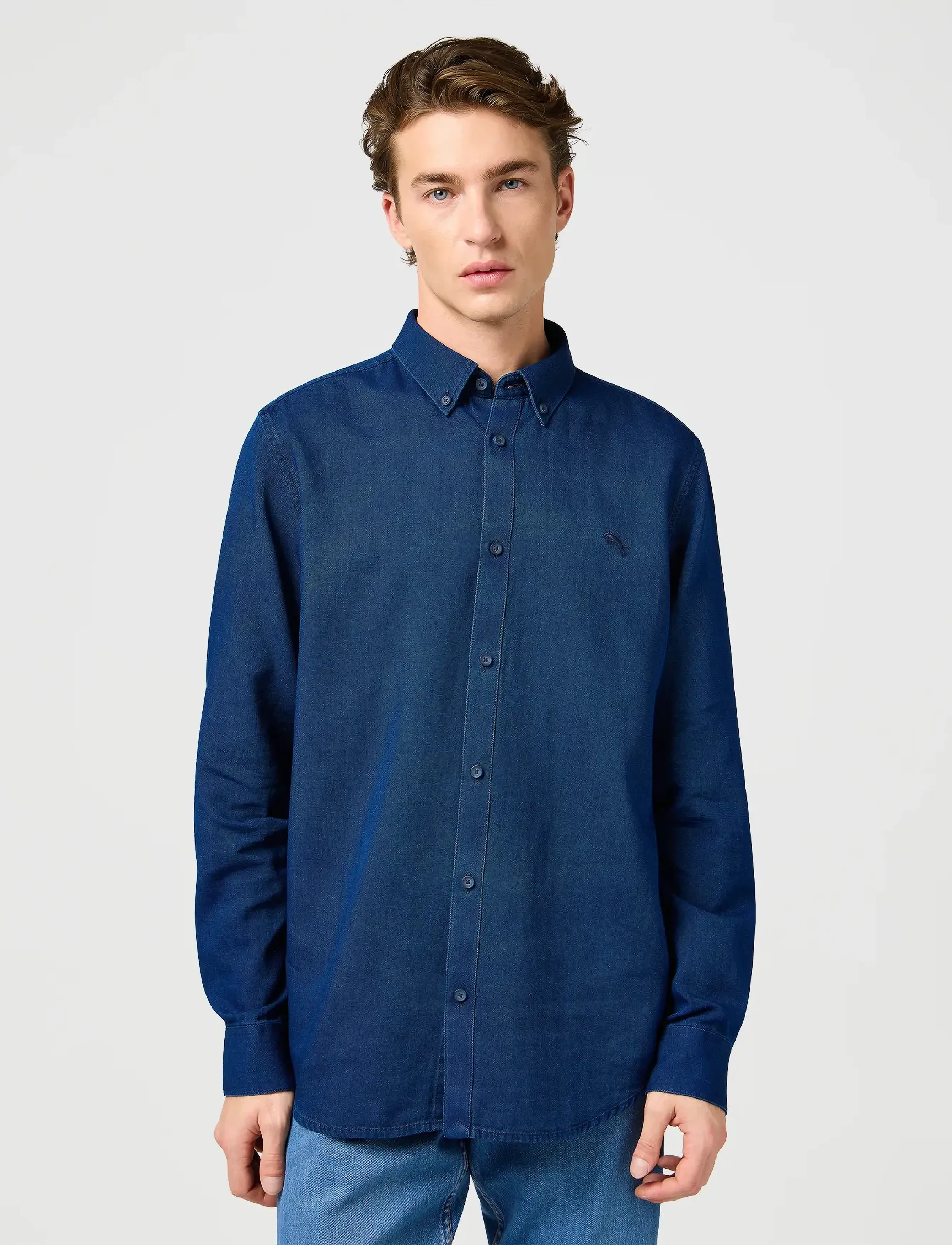 Wrangler Oxford Shirt, Oxford Skjorte, Navy, Str: S