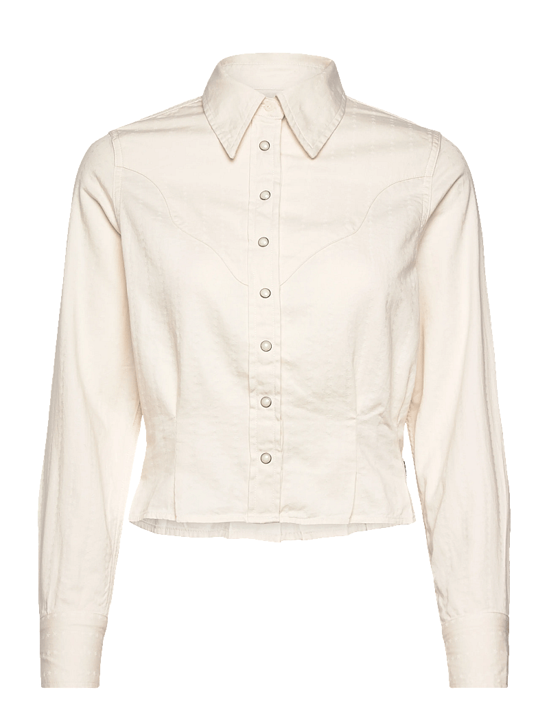 Wrangler - FEMME PEPLUM SHIRT - langærmede skjorter - pinstar white - 0