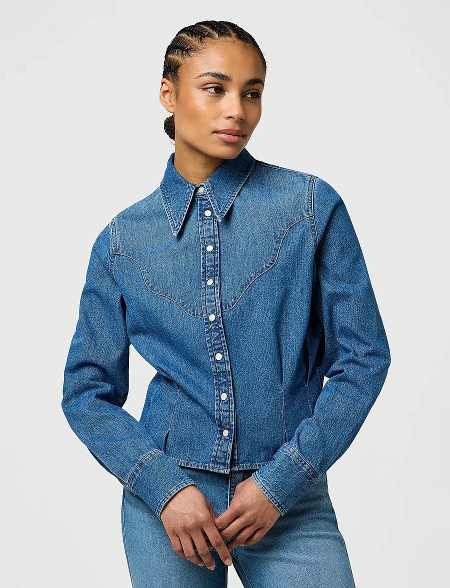 Wrangler - FEMME PEPLUM SHIRT - jeanshemden - light hand - 0