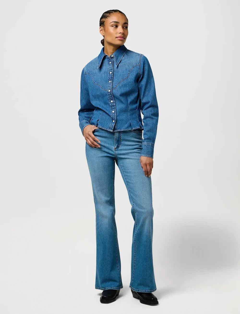 Wrangler - FEMME PEPLUM SHIRT - jeansskjortor - light hand - 4