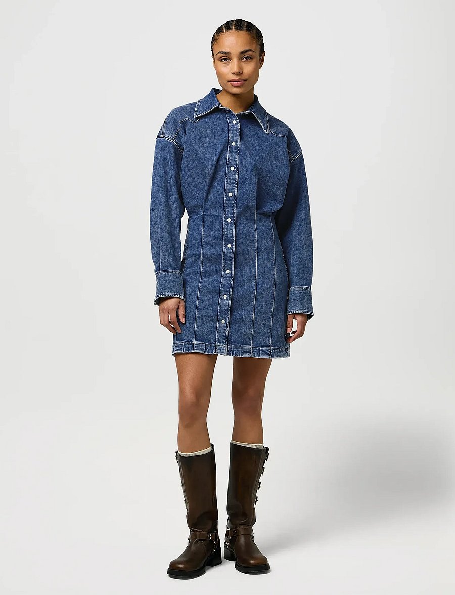 Wrangler - DARTED SKIRT DRESS - robes en jeans - sapphire trace - 4