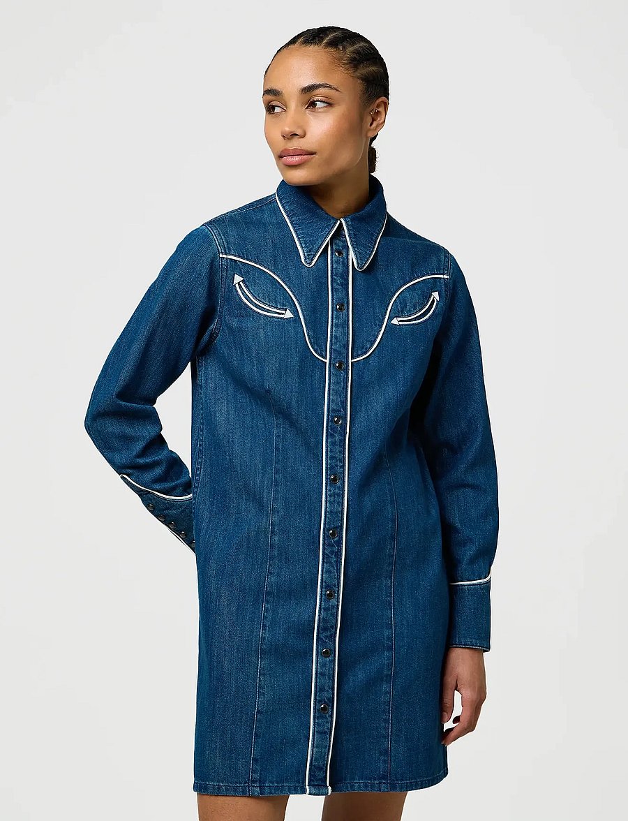Wrangler - PIPED SHIRT DRESS - robes chemises - blue reverie - 0