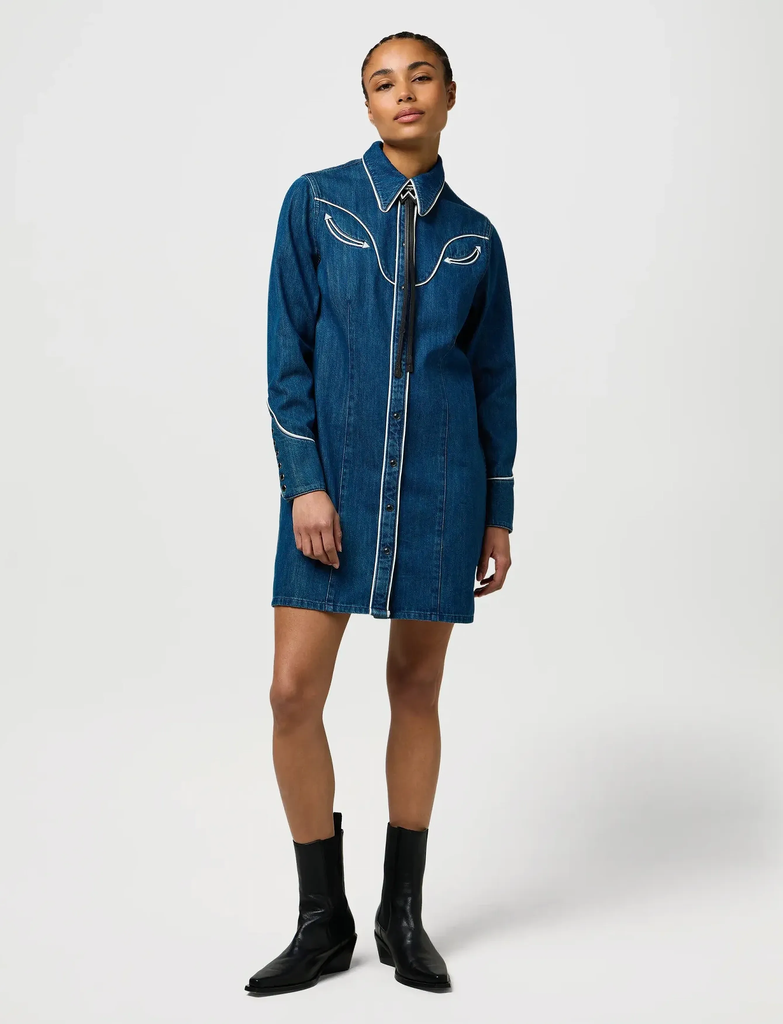 Wrangler - PIPED SHIRT DRESS - robes chemises - blue reverie - 4