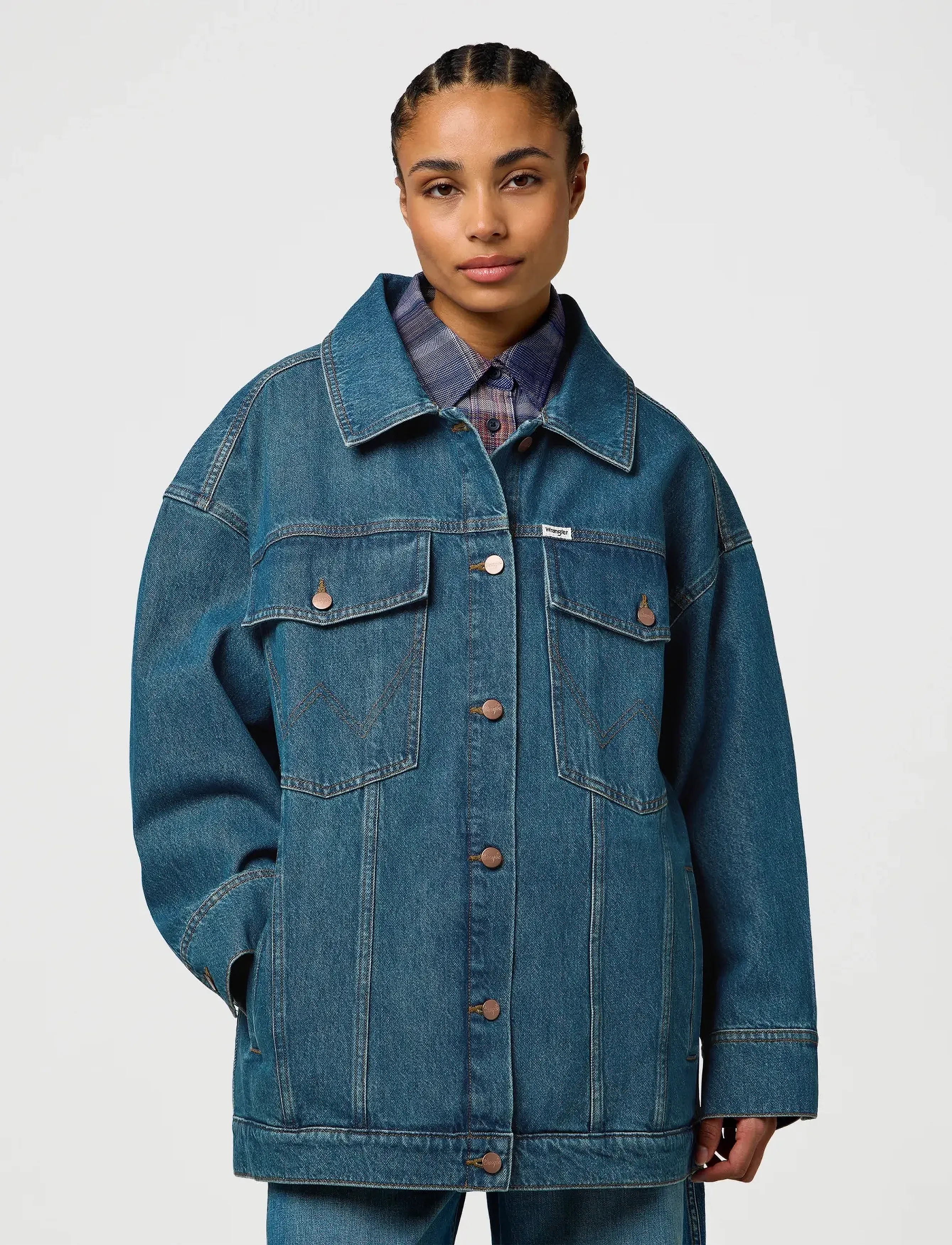 Wrangler Mega Trucker, Kvinder, Trucker Jakke, Blå, Str: XS