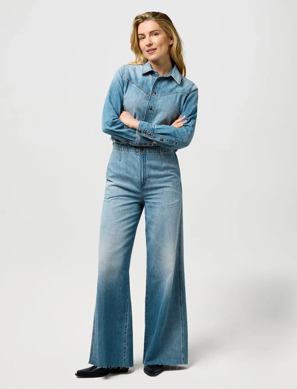 Wrangler - RADIATING COVERALL - flared jeans - shimmerstone - 0