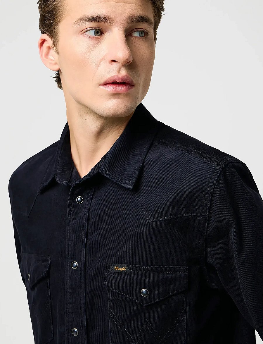 Wrangler - WESTERN CORD SHIRT - manchesterskjortor - black - 5