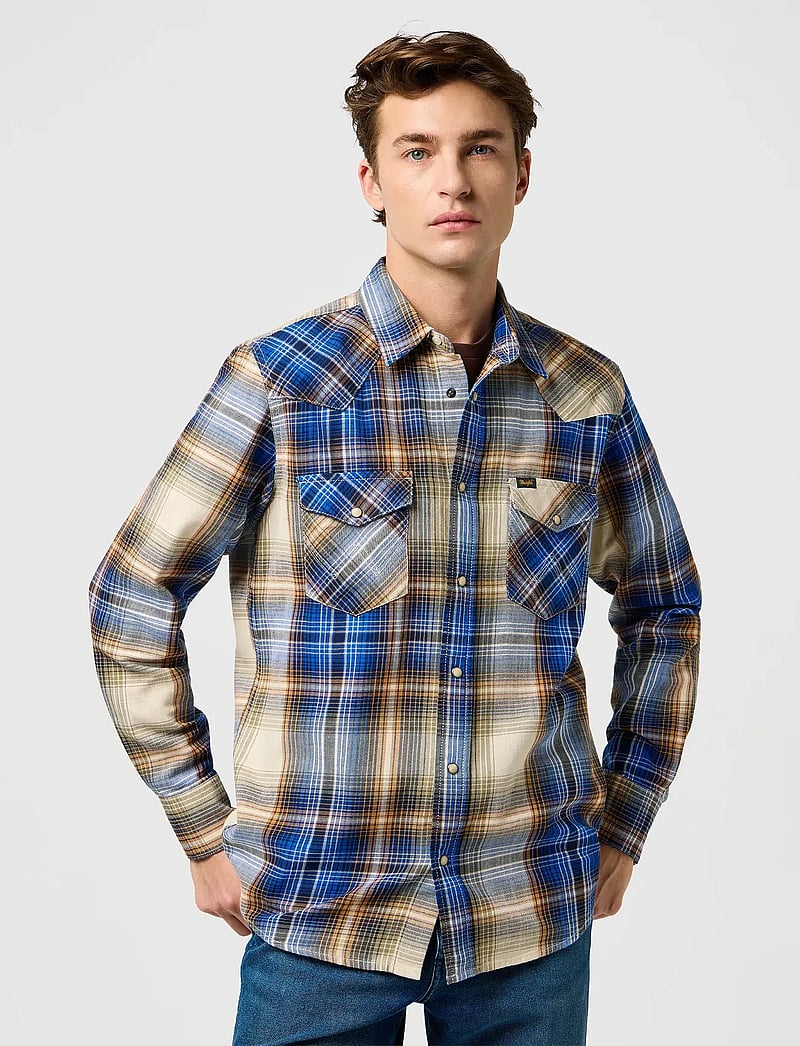 Wrangler - WESTERN INDIGO SHIRT - ruudulised särgid - blue brown - 0