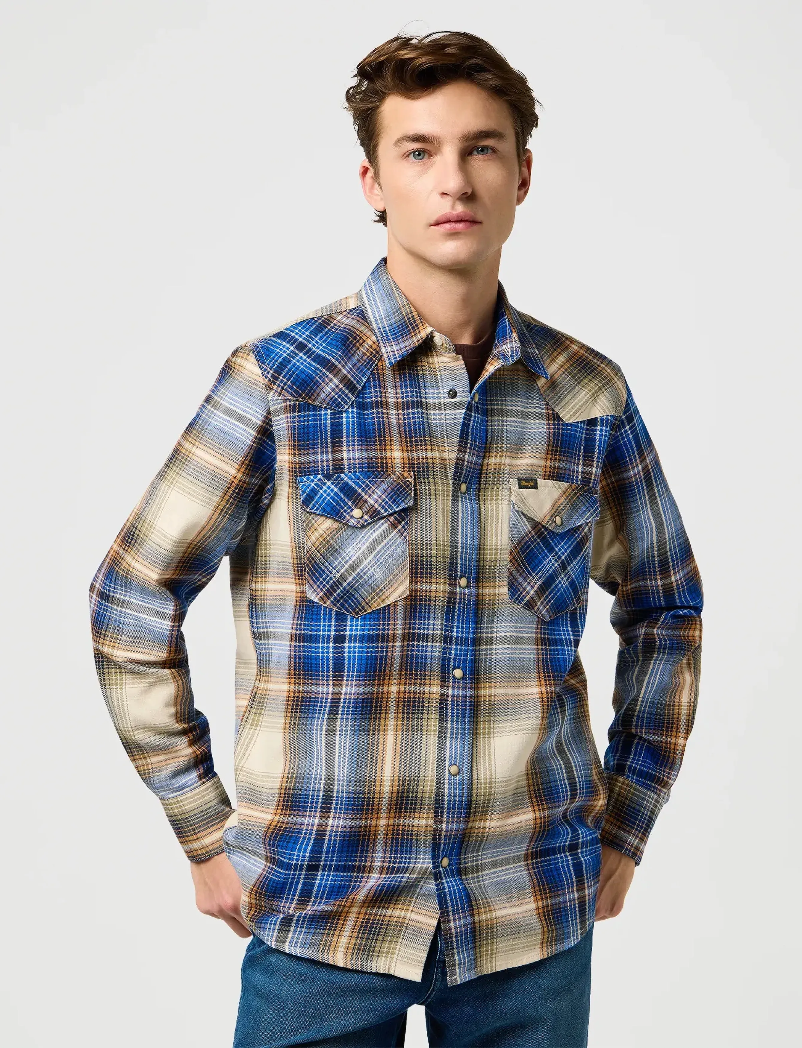 Wrangler WESTERN INDIGO SHIRT - Kleidung - BLUE BROWN / blue