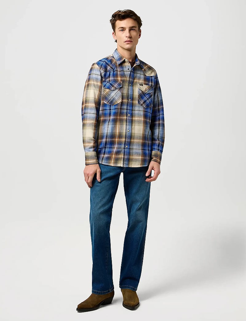 Wrangler - WESTERN INDIGO SHIRT - ruudulised särgid - blue brown - 4