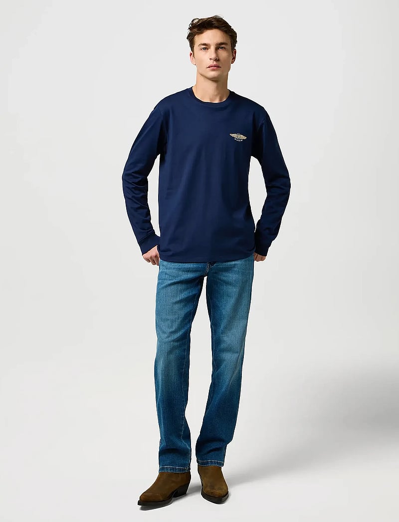 Wrangler - LS AMERICANA TEE - langermede t-skjorter - navy - 4