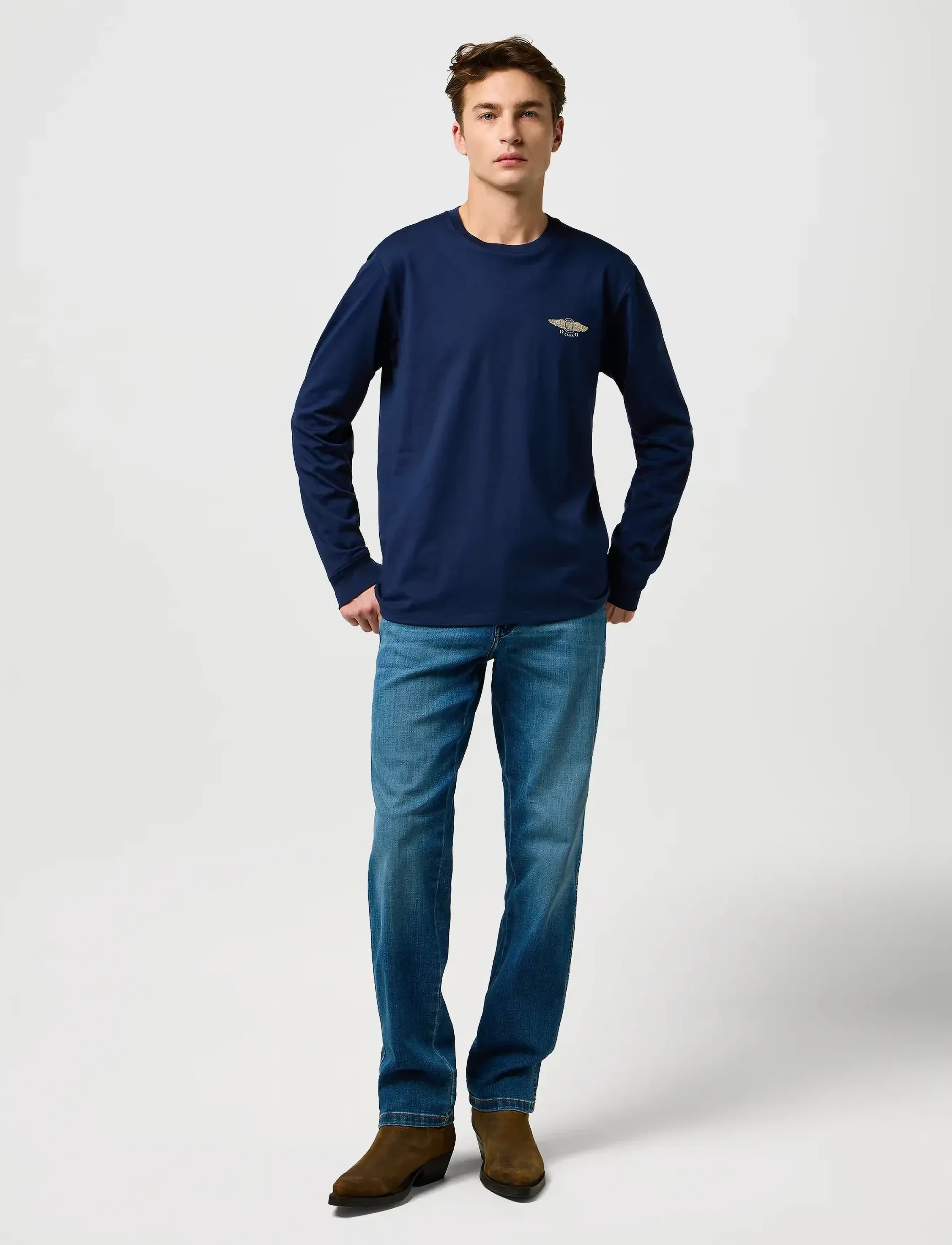 Wrangler - LS AMERICANA TEE - alhaisimmat hinnat - navy - 4