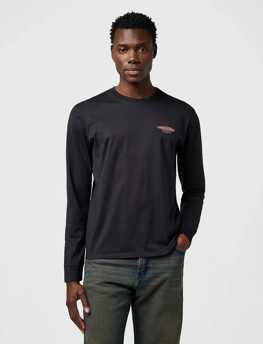 Wrangler - LS AMERICANA TEE - pikkade varrukatega t-särgid - black - 0