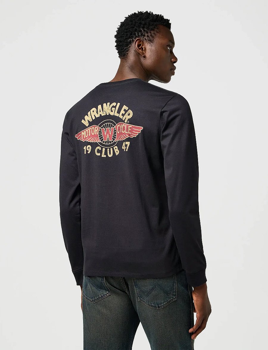 Wrangler - LS AMERICANA TEE - pikkade varrukatega t-särgid - black - 3