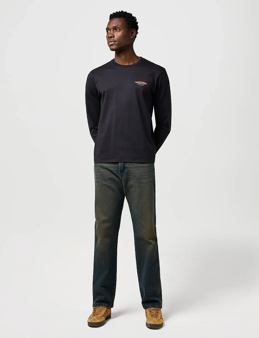 Wrangler - LS AMERICANA TEE - pikkade varrukatega t-särgid - black - 4