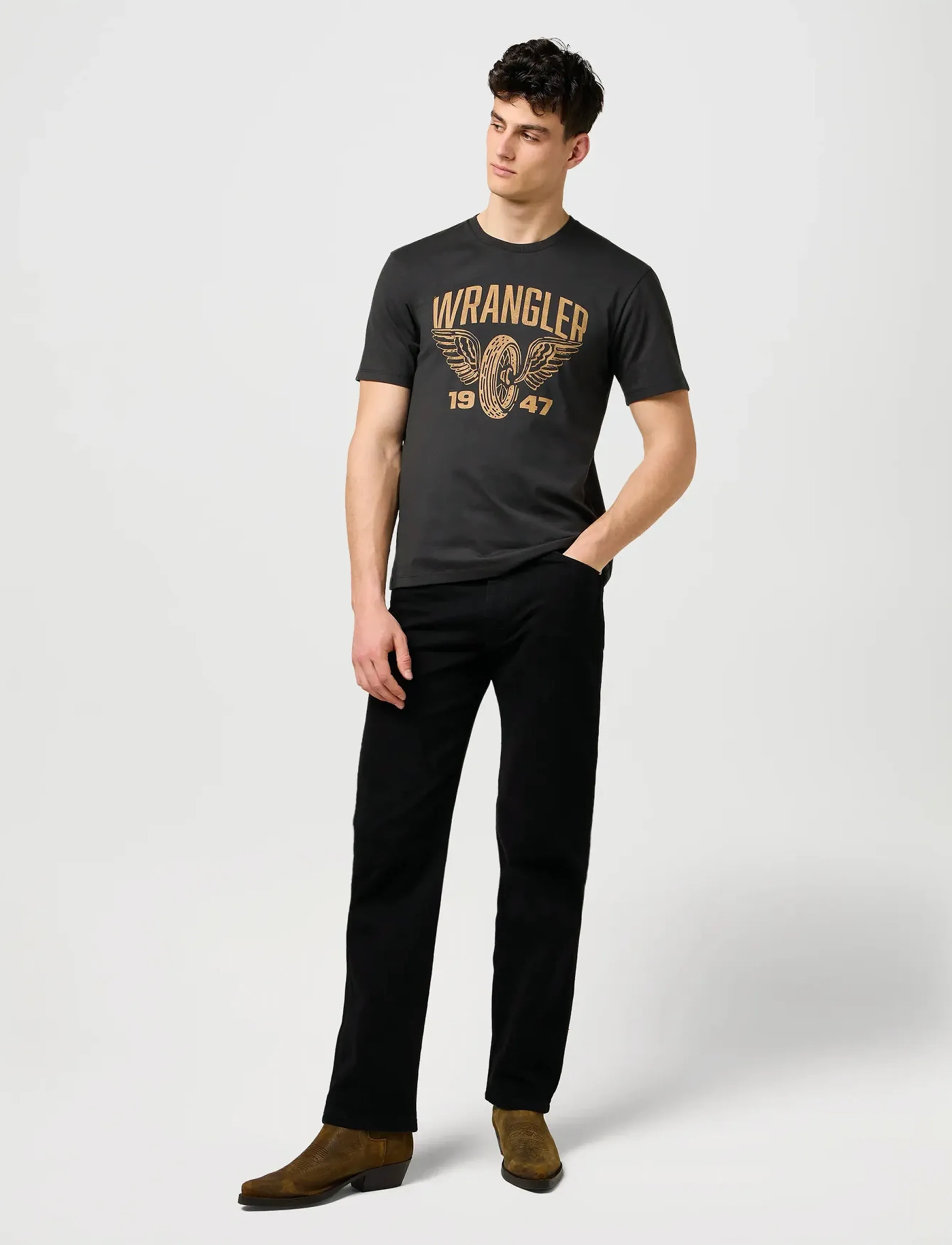 Wrangler - AMERICANA TEE - faded black - 4