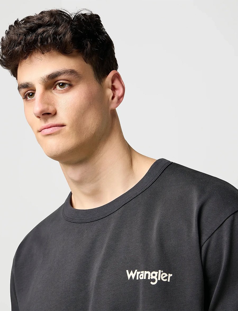 Wrangler - CJ GRAPHIC TEE - kurzärmelige t-shirts - faded black - 5