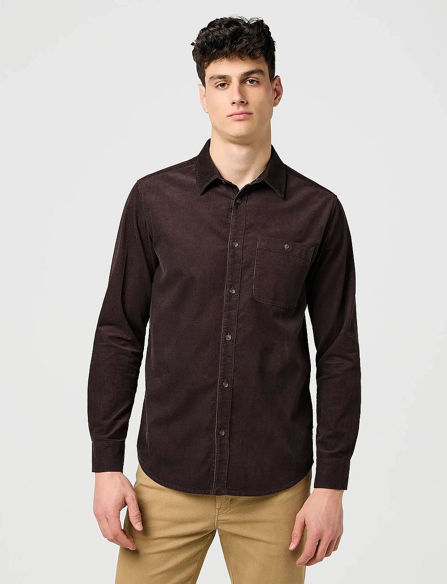 Wrangler - 1 PKT CORDUROY SHIRT - chemises en velours côtelé - mole - 0
