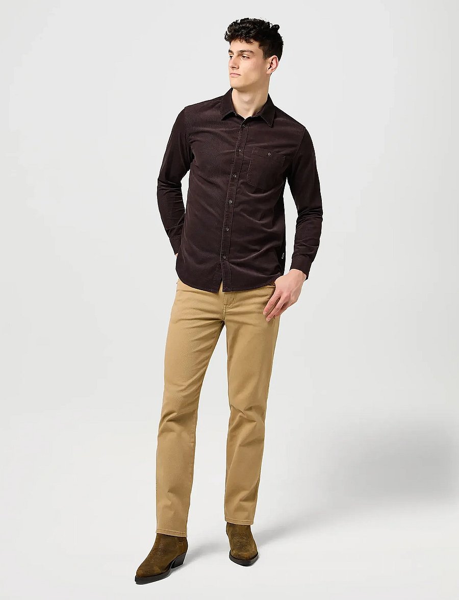 Wrangler - 1 PKT CORDUROY SHIRT - chemises en velours côtelé - mole - 4