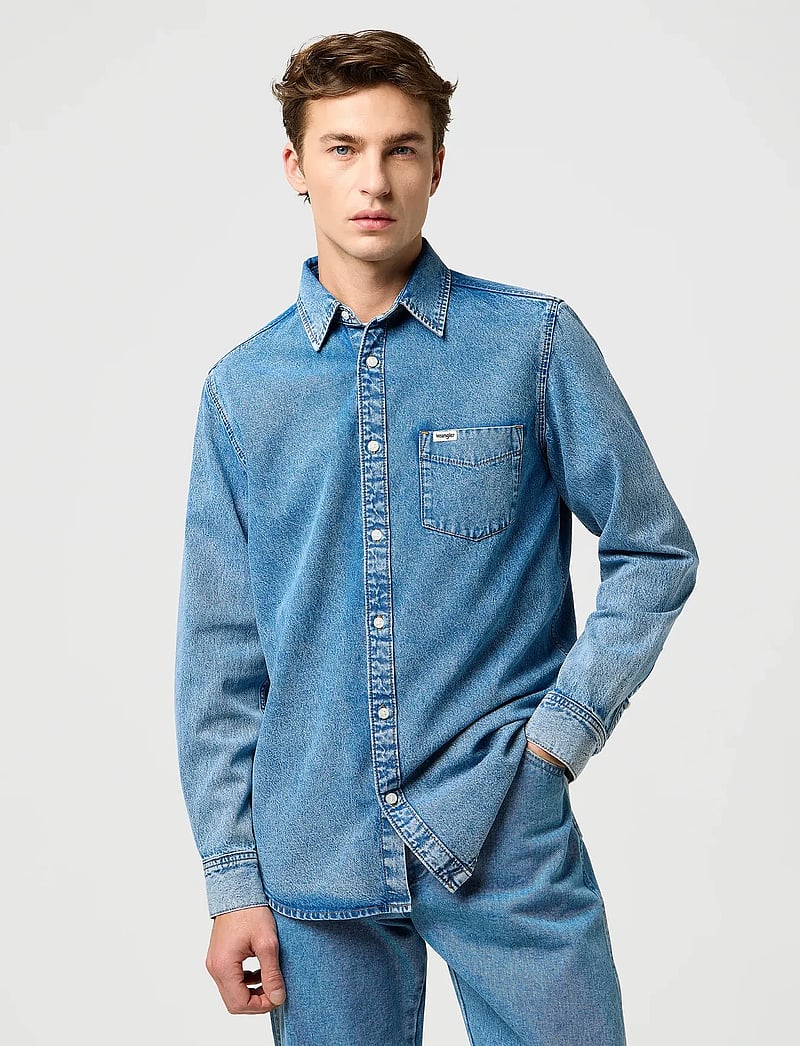 Wrangler - 1 PKT SHIRT - denim shirts - indigo valley - 0