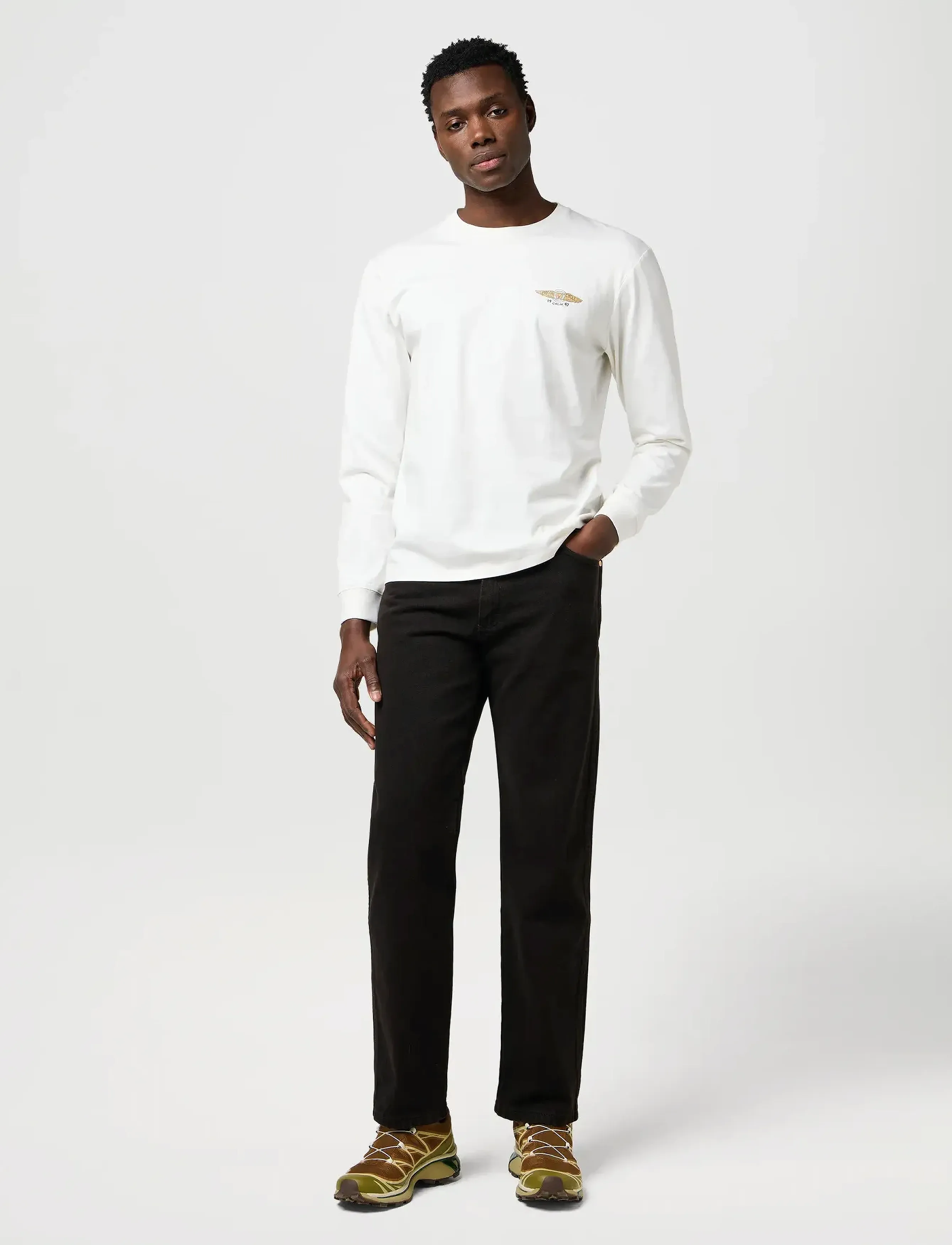 Wrangler - LS AMERICANA TEE - alhaisimmat hinnat - worn white - 4