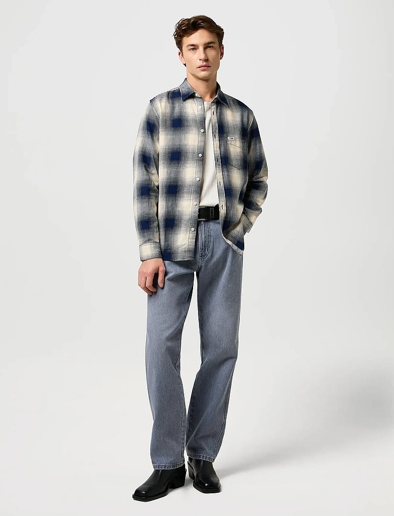 Wrangler - 1 PKT INDIGO SHIRT - ruudulised särgid - dusty blue - 4