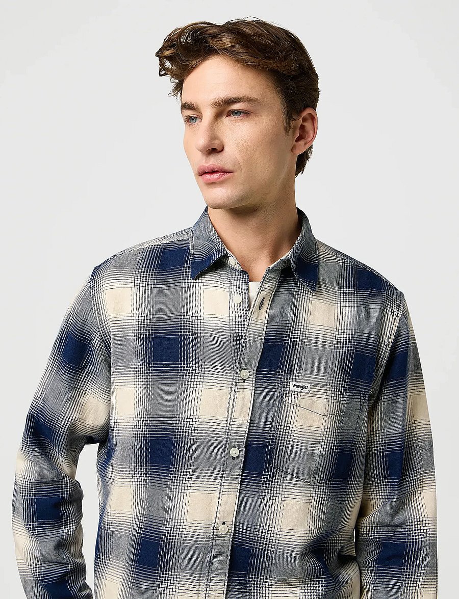 Wrangler - 1 PKT INDIGO SHIRT - ruudulised särgid - dusty blue - 5
