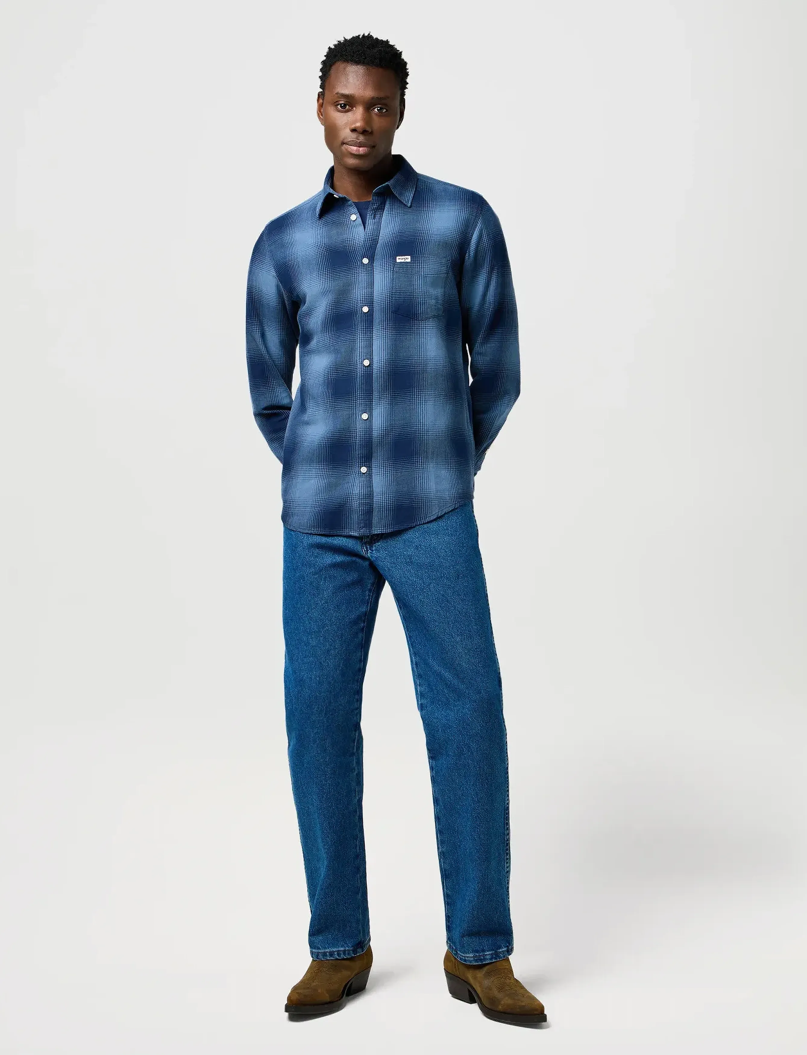 Wrangler - 1 PKT INDIGO SHIRT - ruutupaidat - dark indigo - 4