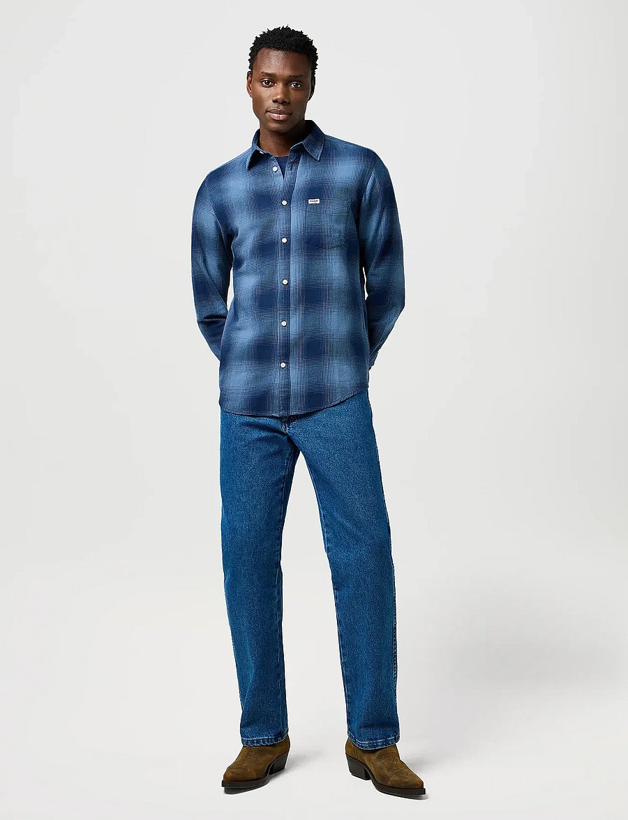 Wrangler - 1 PKT INDIGO SHIRT - karierte hemden - dark indigo - 4
