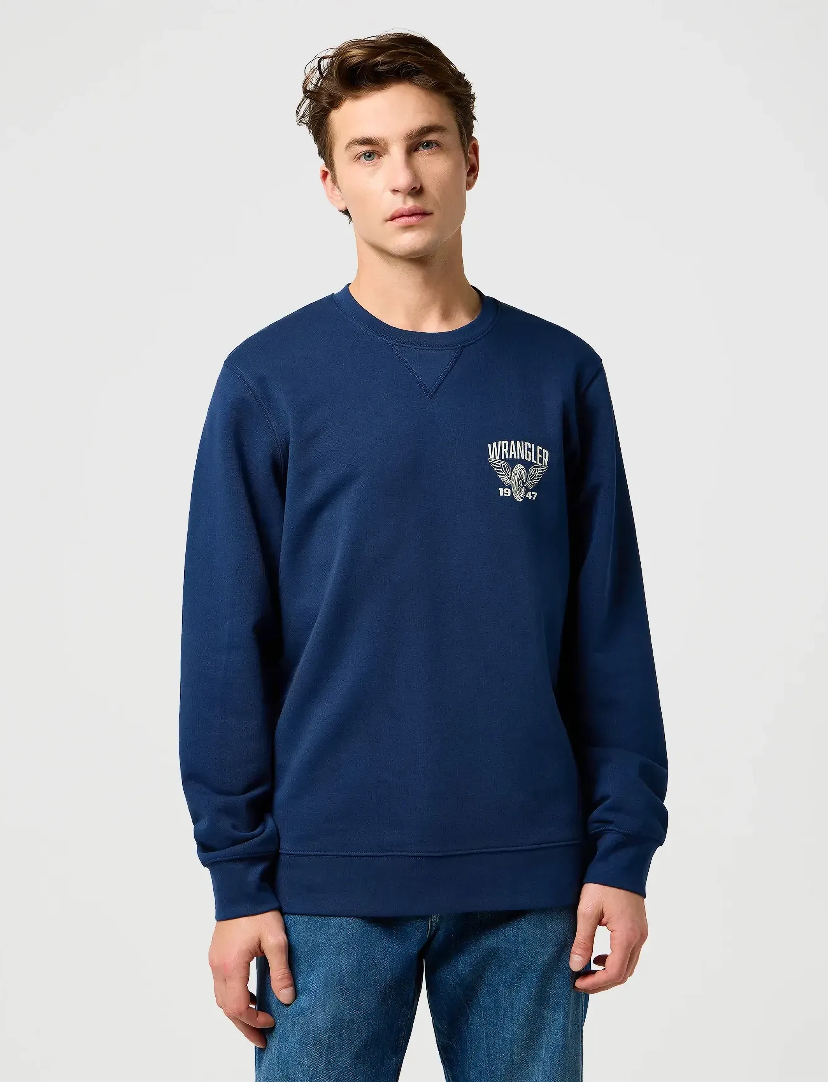 Wrangler Americana Crew, S, Sweatshirts & Hoodies, Marineblau - Sweatshirts, Männerswear