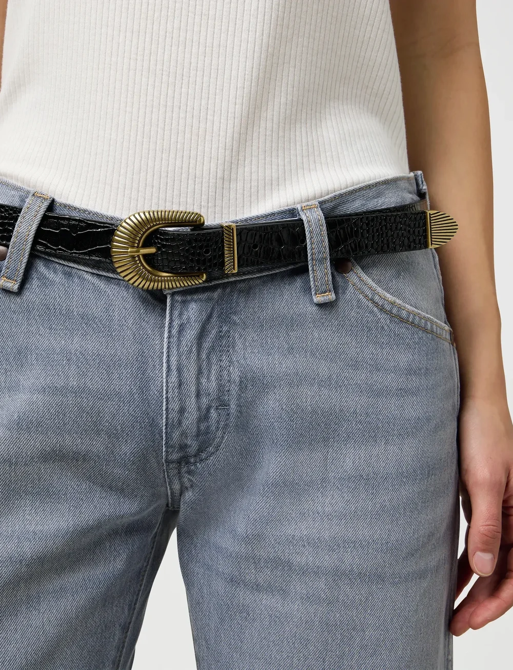 Wrangler - WESTERN SUN BELT - casual bælter - black embossed - 5