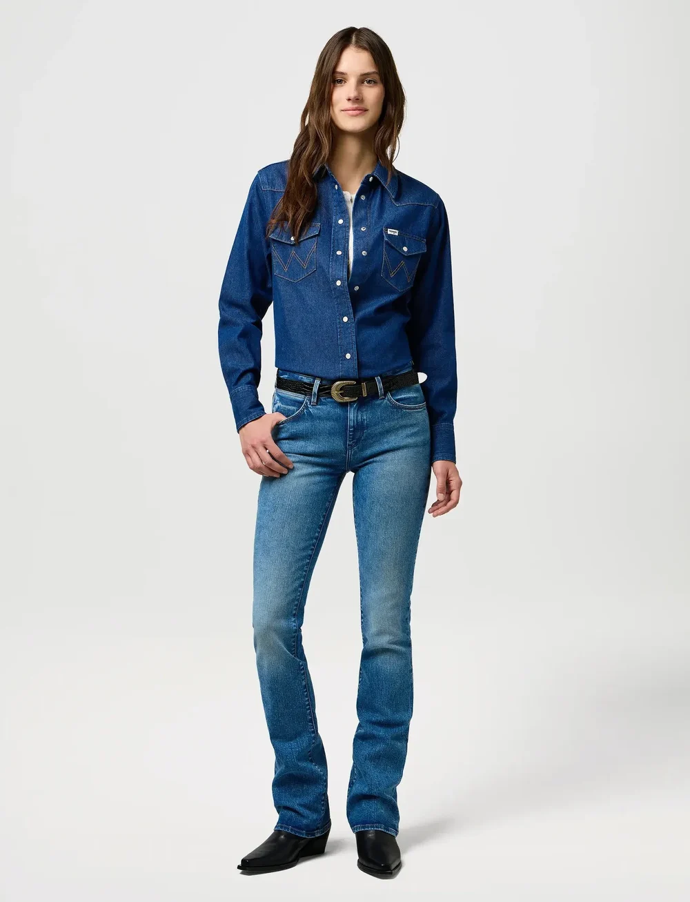 Wrangler - WESTERN SHIRT - jeansskjortor - dark wash - 3