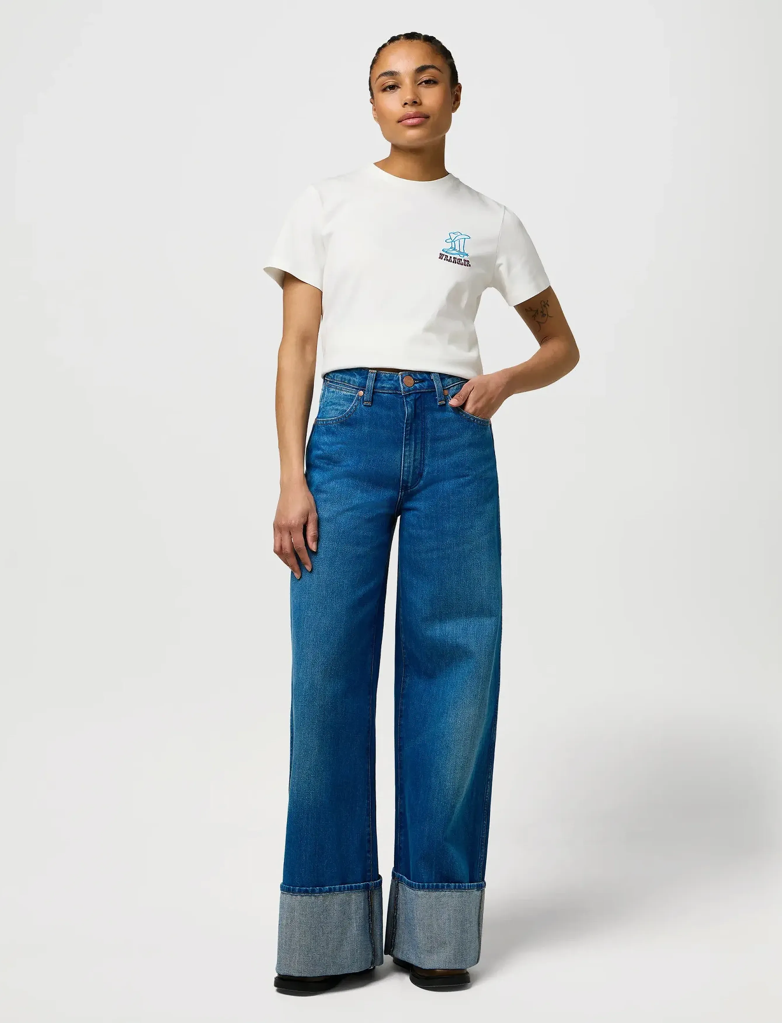 Wrangler - CUFFED TROUSER - leveälahkeiset farkut - rodeo ridge - 4