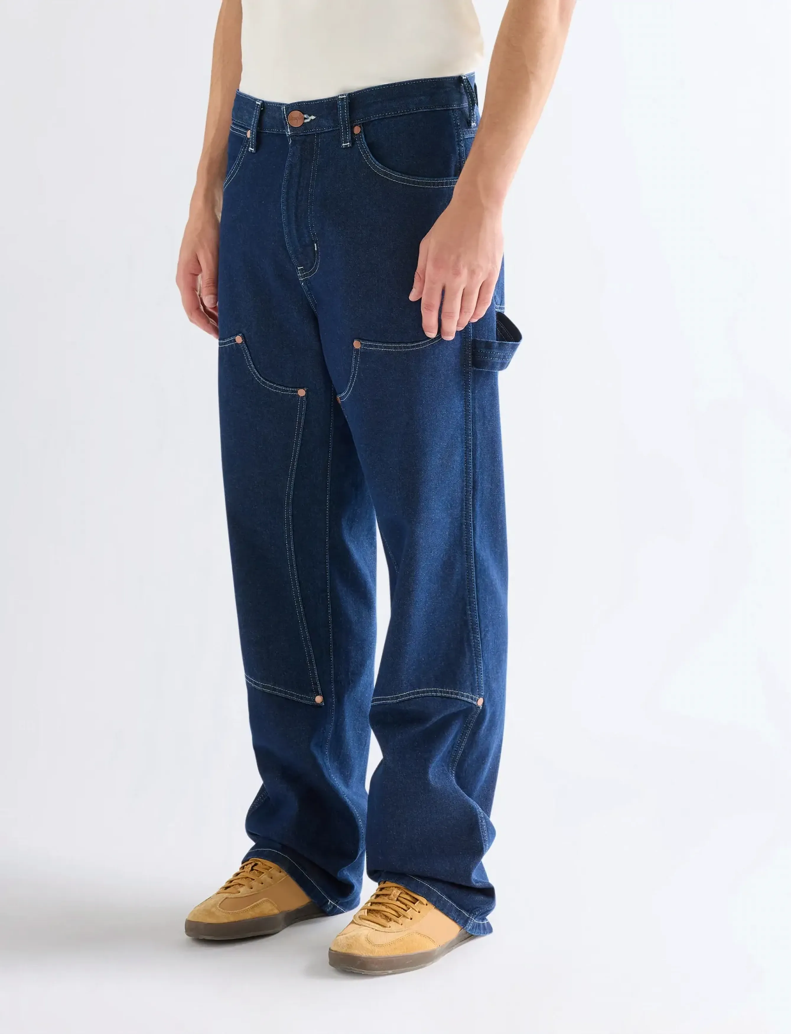 Wrangler Double Knee Carpenter, Mænd, Dobbelt Knæ Carpenter Jeans, Navy, Str: 34 x 32